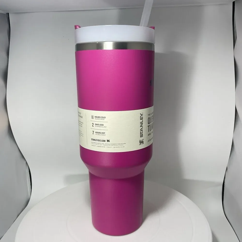 NEW NIB Stanley Quencher Flowstate H2.O Fuchsia Hot Pink 40 Oz HTF Tumbler Water - Picture 4 of 7